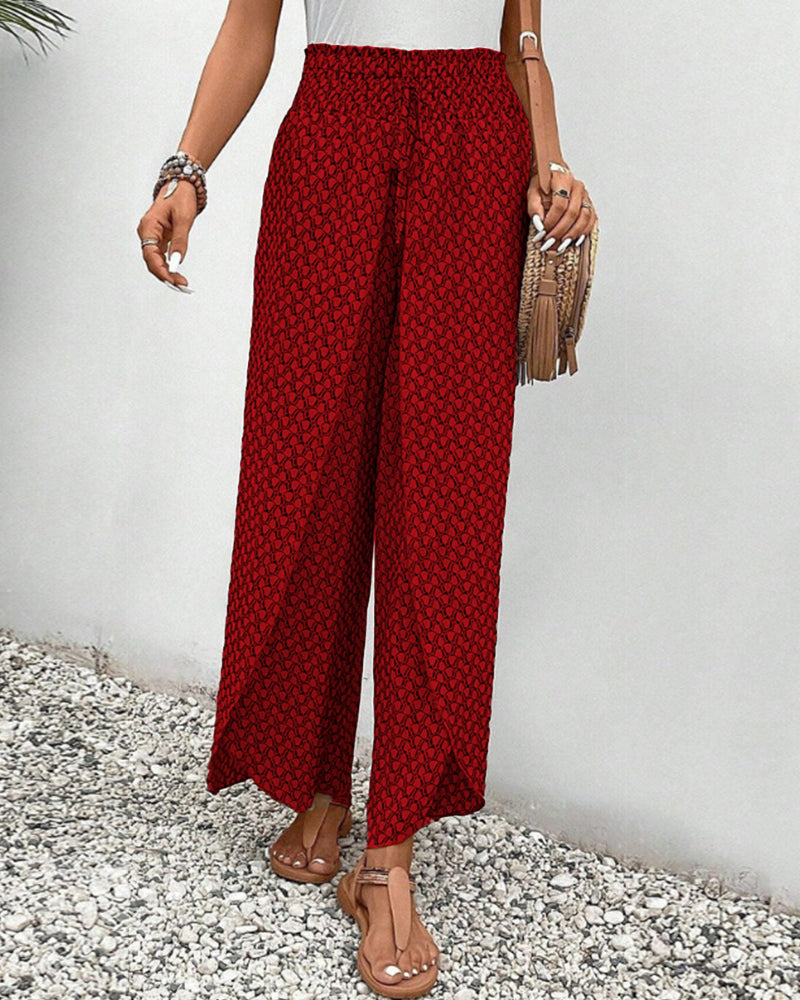 Image of Geraldine | Women's Printed High-Waisted Wide Leg Pants