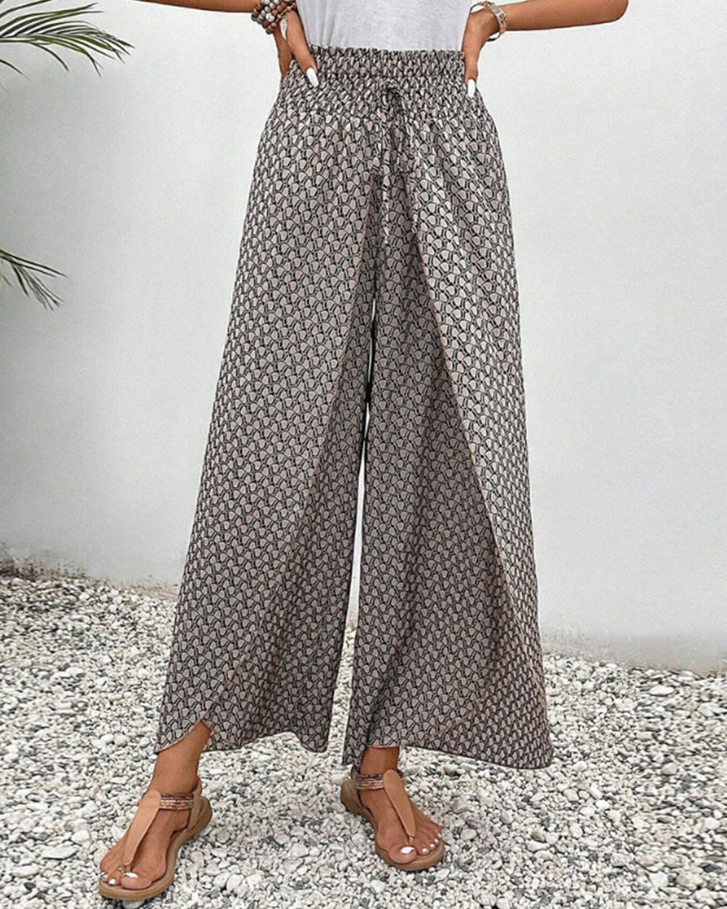 Image of Geraldine | Women's Printed High-Waisted Wide Leg Pants