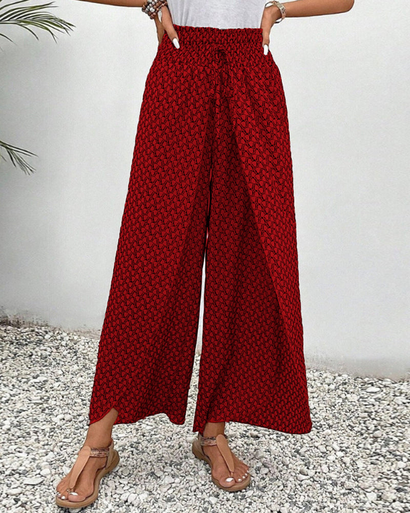 Image of Geraldine | Women's Printed High-Waisted Wide Leg Pants