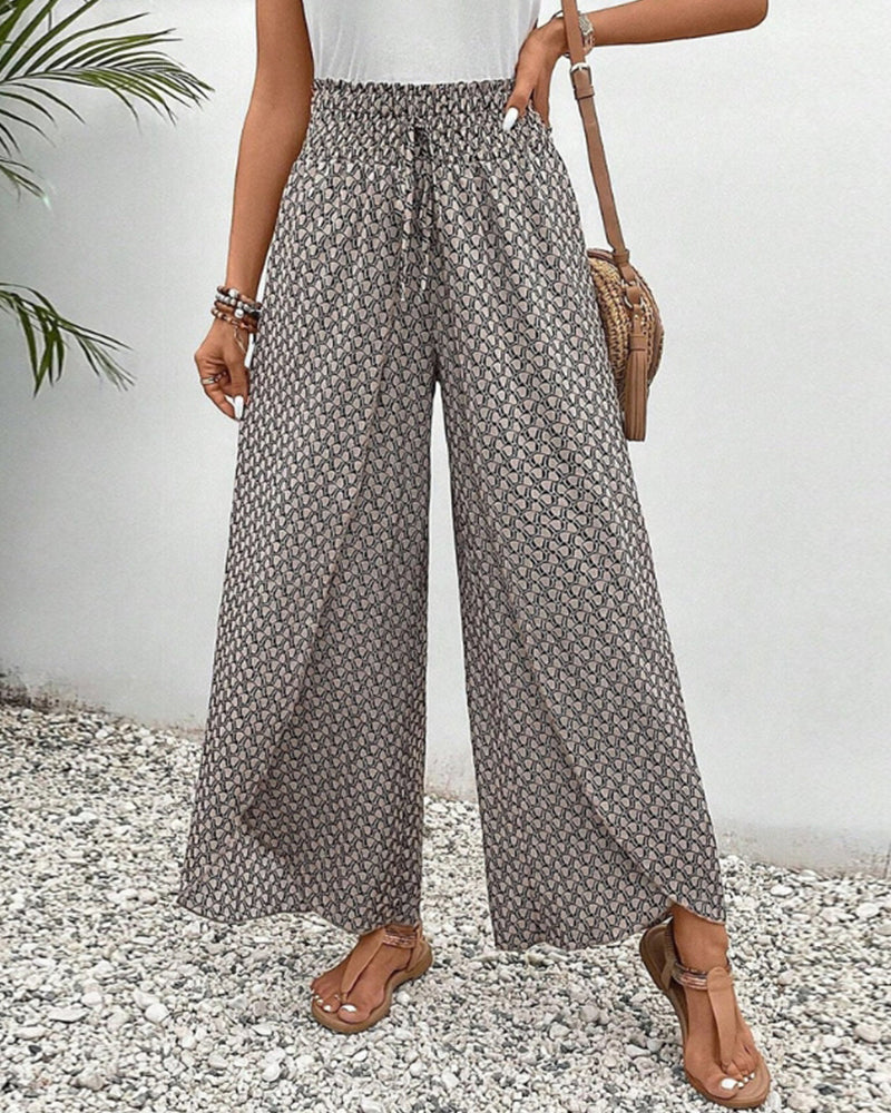 Image of Geraldine | Women's Printed High-Waisted Wide Leg Pants