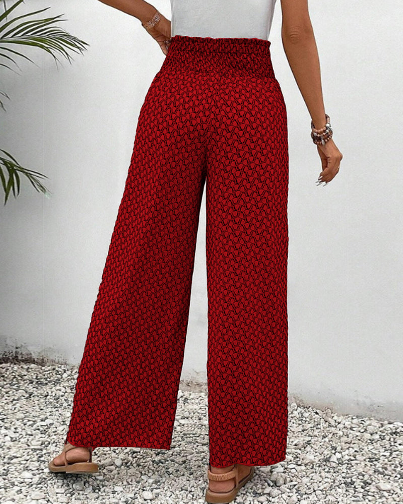 Image of Geraldine | Women's Printed High-Waisted Wide Leg Pants