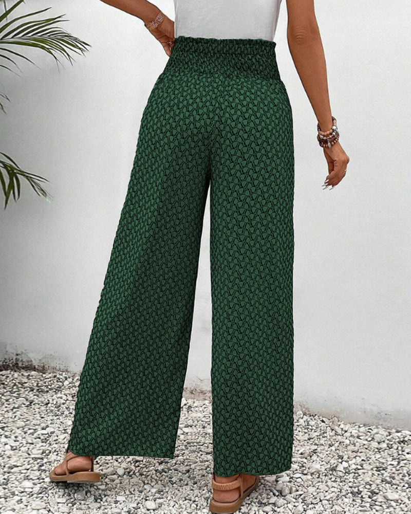 Image of Geraldine | Women's Printed High-Waisted Wide Leg Pants