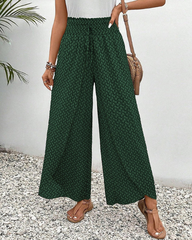 Image of Geraldine | Women's Printed High-Waisted Wide Leg Pants