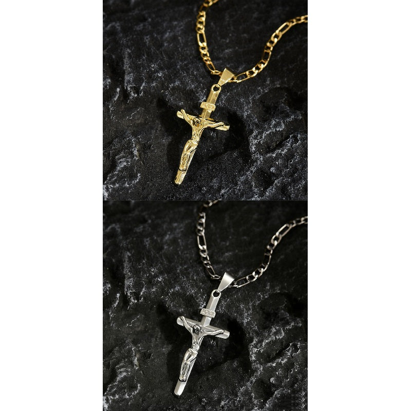 Gold Necklace with Adjustable Figaro Chain, Hypoallergenic