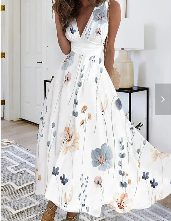 Image of Greta | Women's V-Neck Floral Maxi Dress