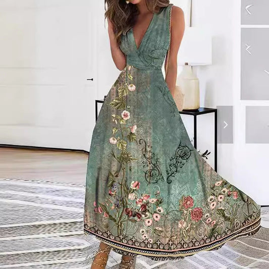 Image of Greta | Women's V-Neck Floral Maxi Dress