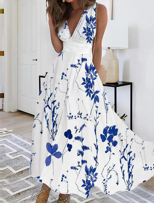 Image of Greta | Women's V-Neck Floral Maxi Dress