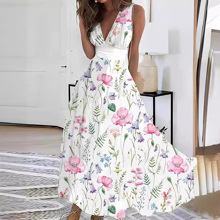 Image of Greta | Women's V-Neck Floral Maxi Dress