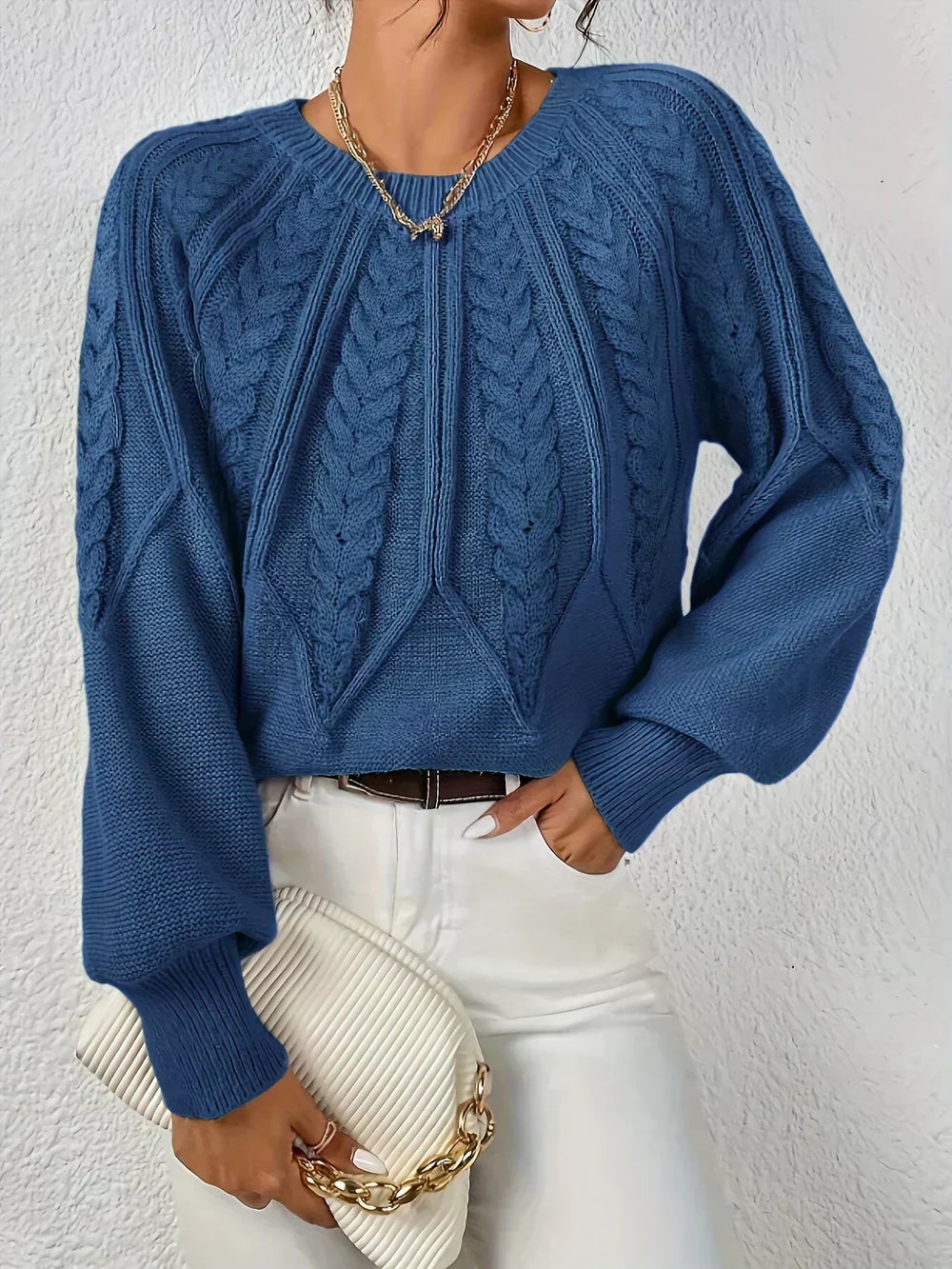 Image of Gwen | Women's Cable Knit Long Sleeve Sweater