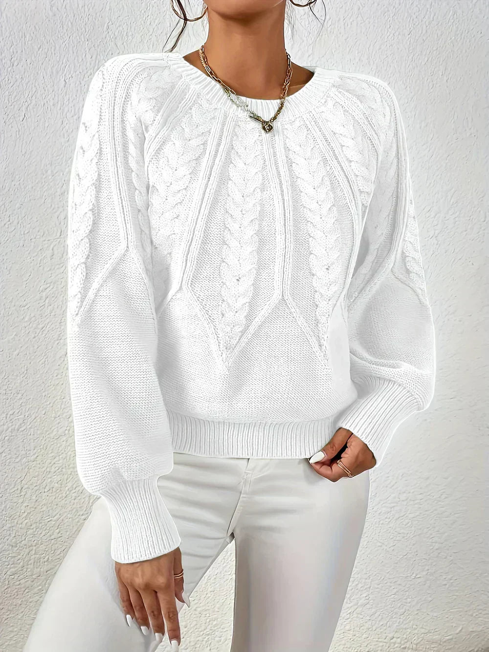 Image of Gwen | Women's Cable Knit Long Sleeve Sweater
