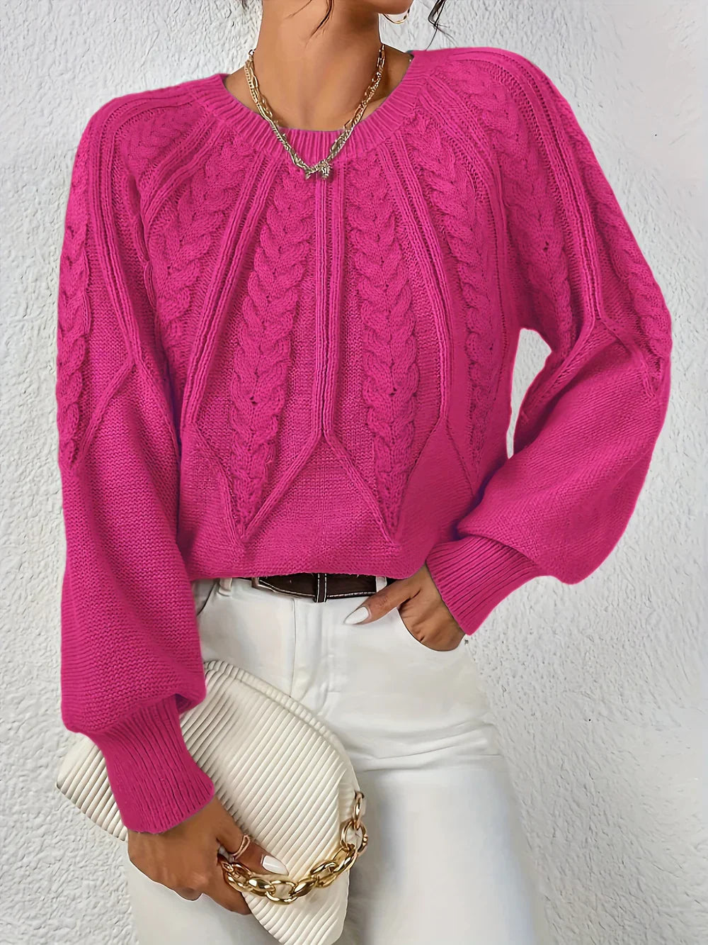 Image of Gwen | Women's Cable Knit Long Sleeve Sweater