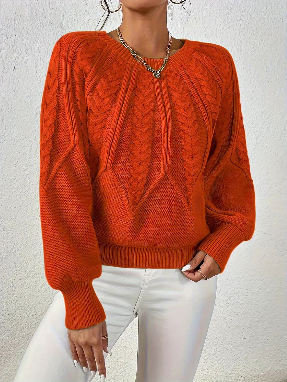 Image of Gwen | Women's Cable Knit Long Sleeve Sweater