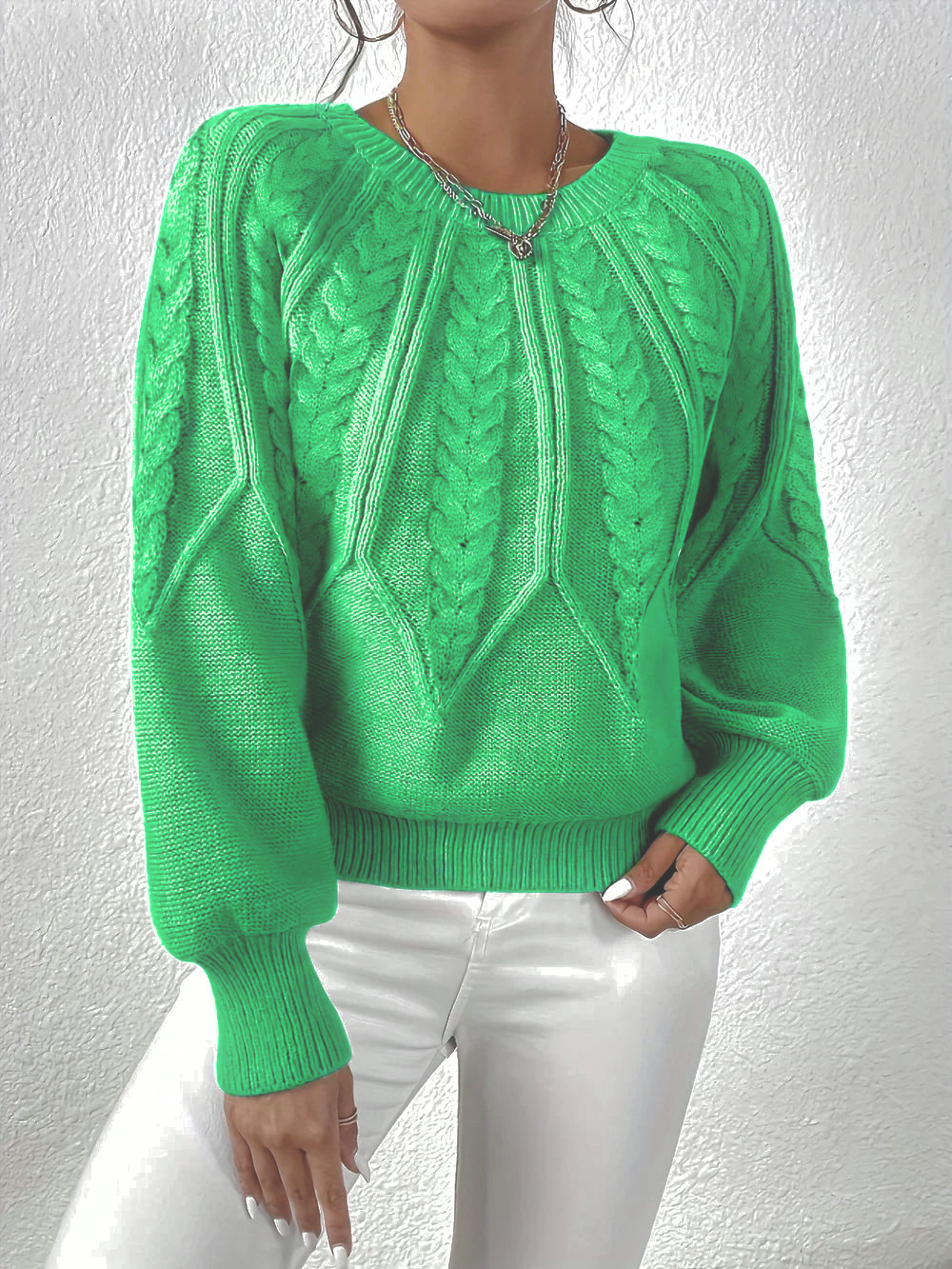Gwen | Women's Cable Knit Long Sleeve Sweater - Image 1