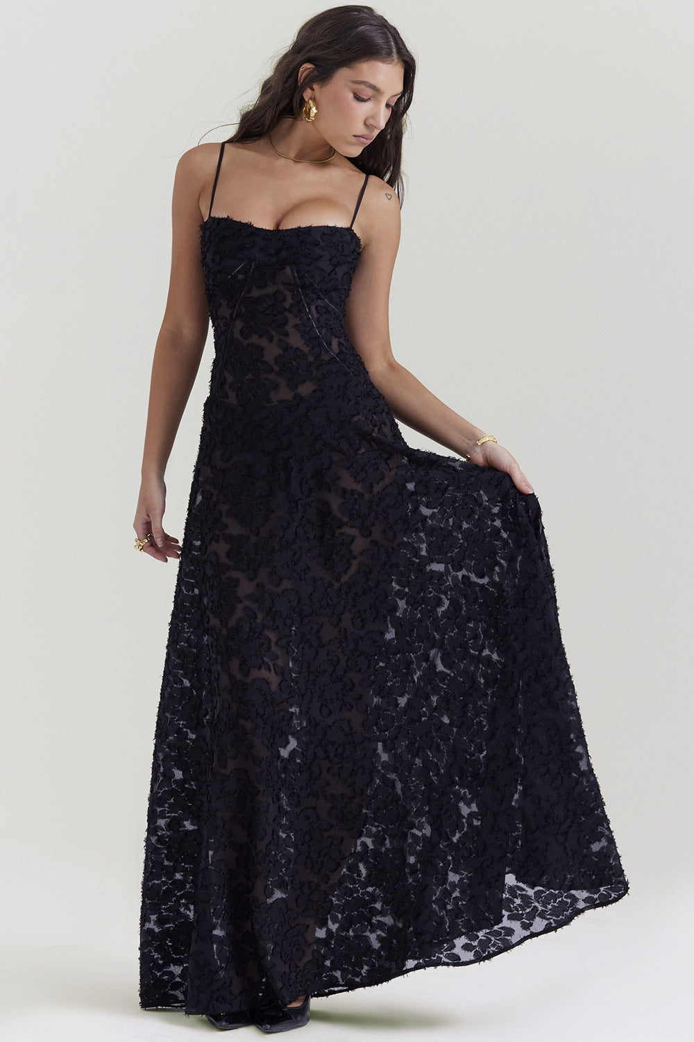 Image of Hailey | Women's Spaghetti Strap A-Line Maxi Dress