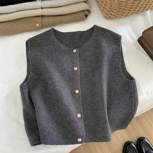 Image of Hallie | Women's Button Front Sleeveless Sweater Vest