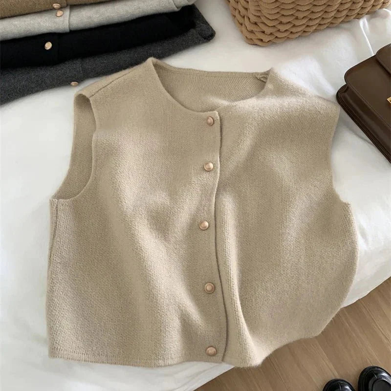 Image of Hallie | Women's Button Front Sleeveless Sweater Vest