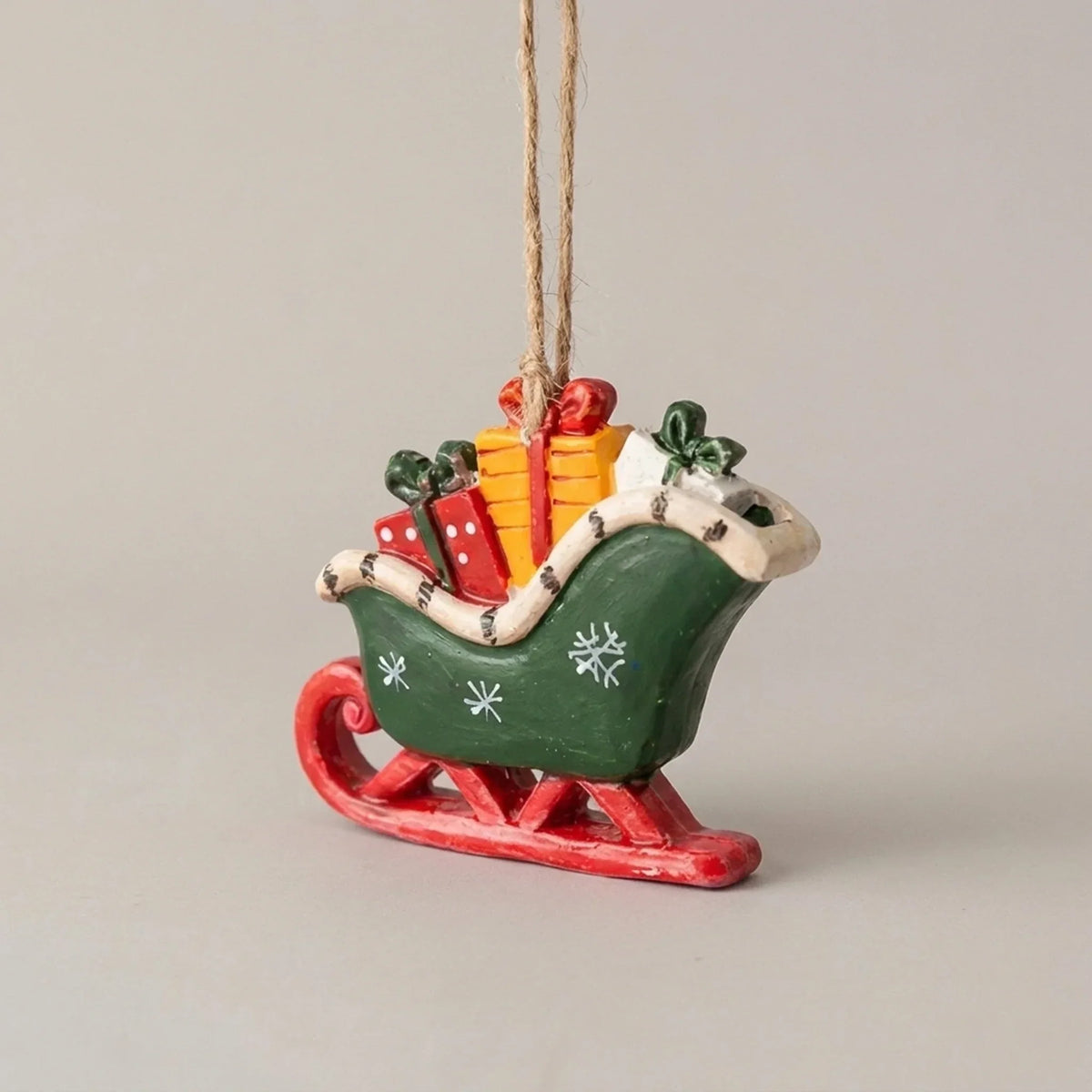 Hand-Painted Rustic Resin Christmas Ornaments with Vintage Design