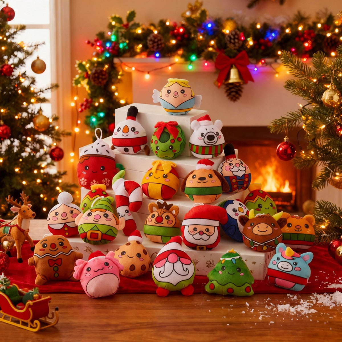 Hanging Plush Christmas Tree Ornament Advent Calendar with 24 Characters