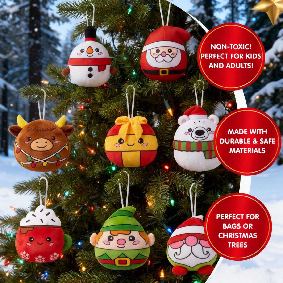 Hanging Plush Christmas Tree Ornament Advent Calendar with 24 Characters
