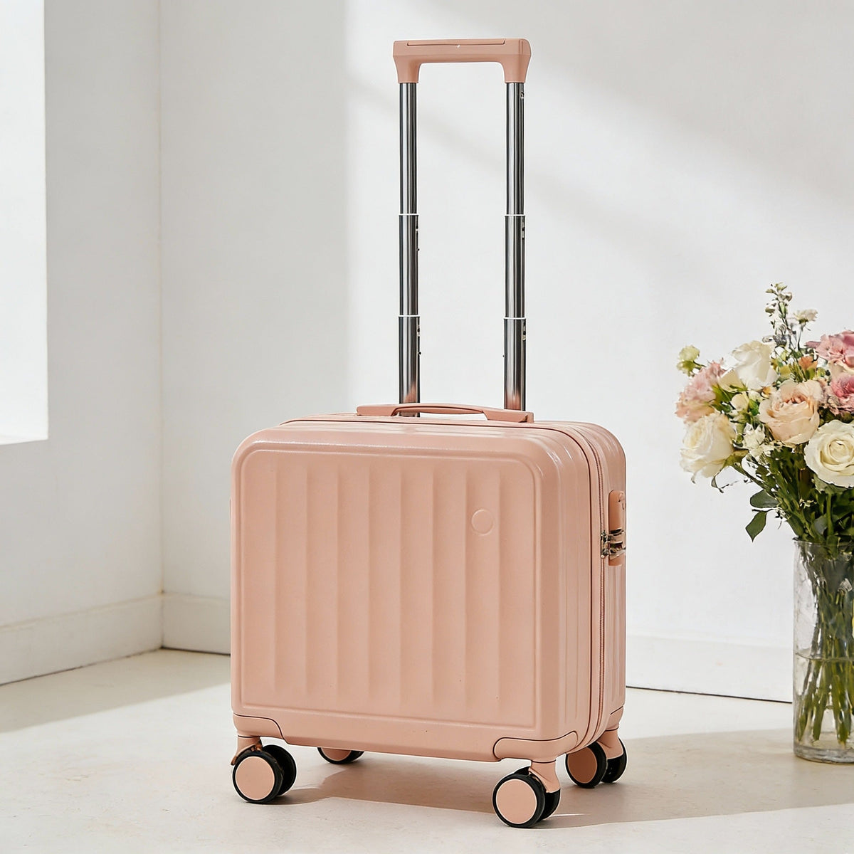 Hardshell Carry-On Suitcase with Telescopic Handle and 360-Degree Spinner Wheels
