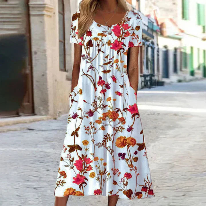 Image of Harper | Women's Short Sleeve A-Line Midi Dress