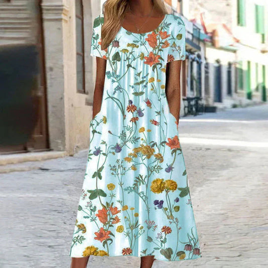 Image of Harper | Women's Short Sleeve A-Line Midi Dress