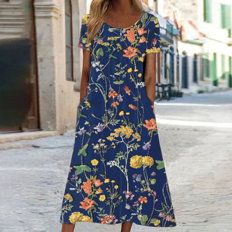 Image of Harper | Women's Short Sleeve A-Line Midi Dress