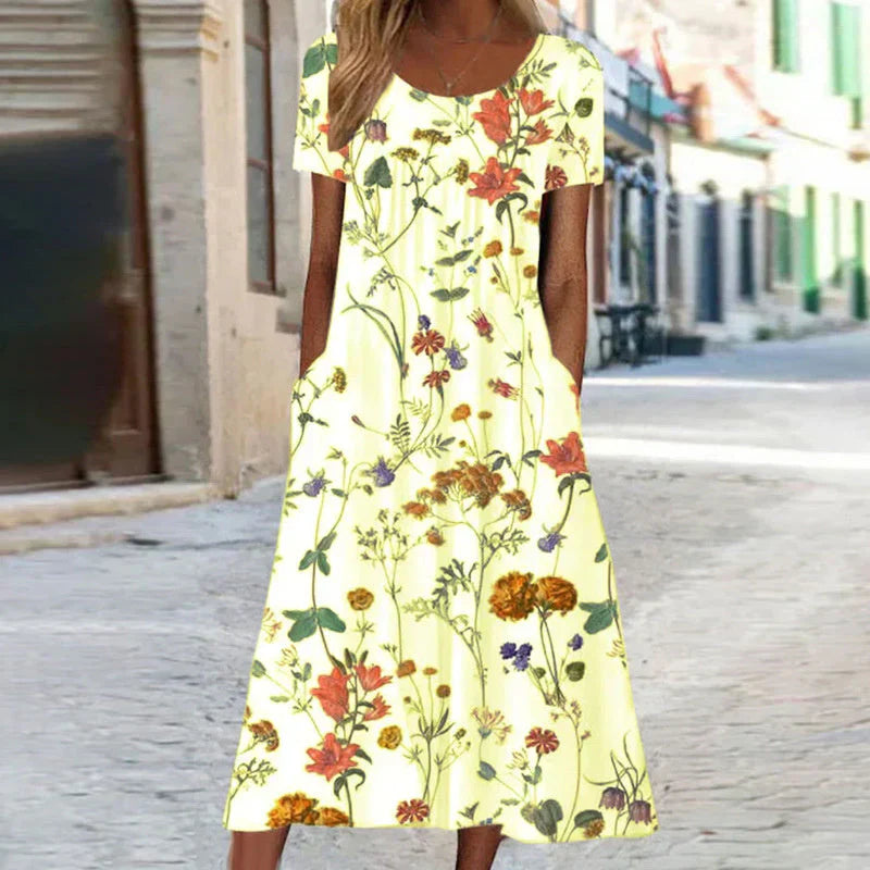 Image of Harper | Women's Short Sleeve A-Line Midi Dress