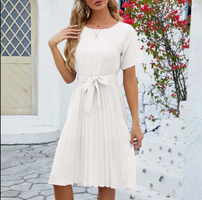 Image of Hazel | Women's Pleated A-Line Midi Dress
