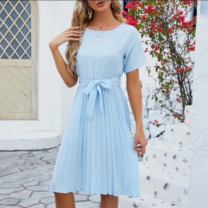 Image of Hazel | Women's Pleated A-Line Midi Dress