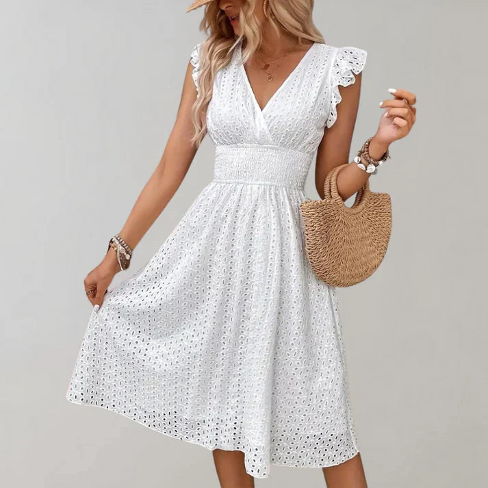 Image of Hope | Women's V-Neck A-Line Midi Dress