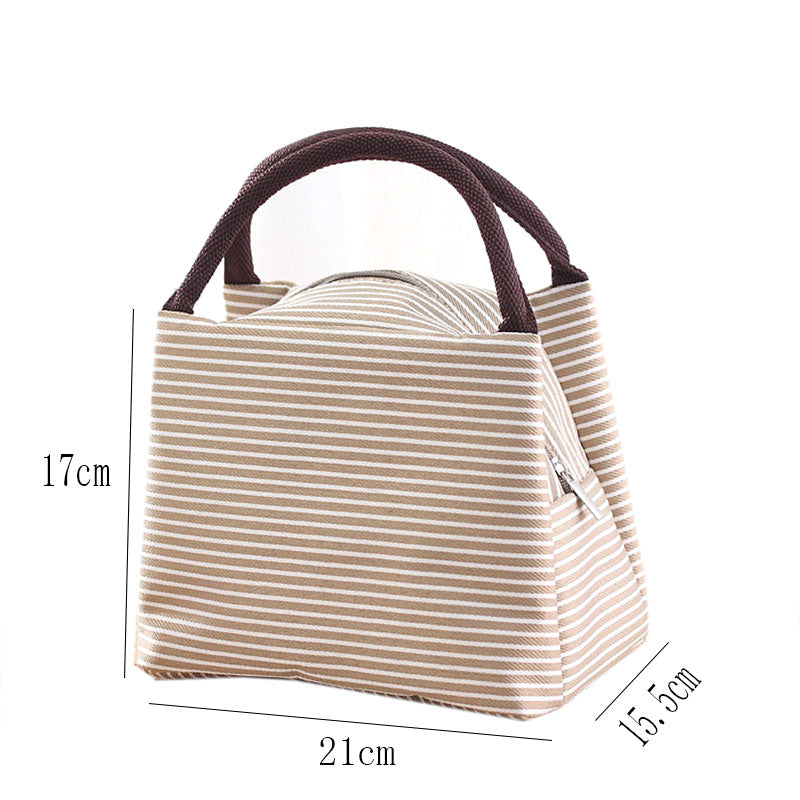 Insulated Striped Fabric Lunch Bag