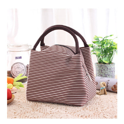 Insulated Striped Fabric Lunch Bag