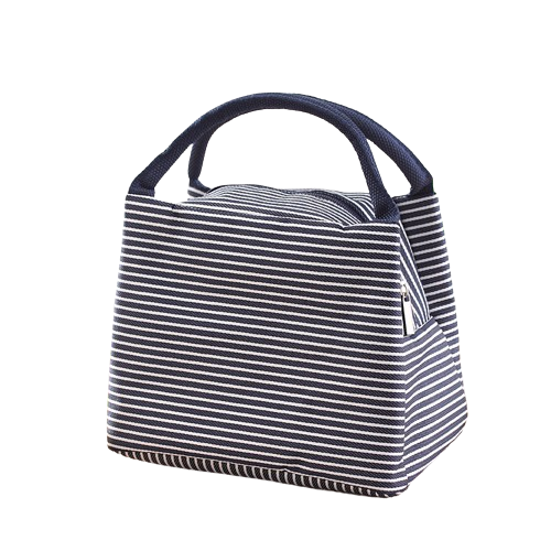 Insulated Striped Fabric Lunch Bag
