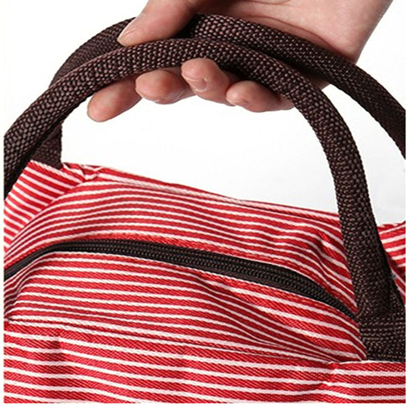 Insulated Striped Fabric Lunch Bag