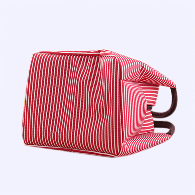 Insulated Striped Fabric Lunch Bag