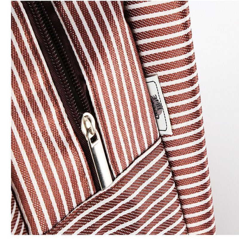 Insulated Striped Fabric Lunch Bag