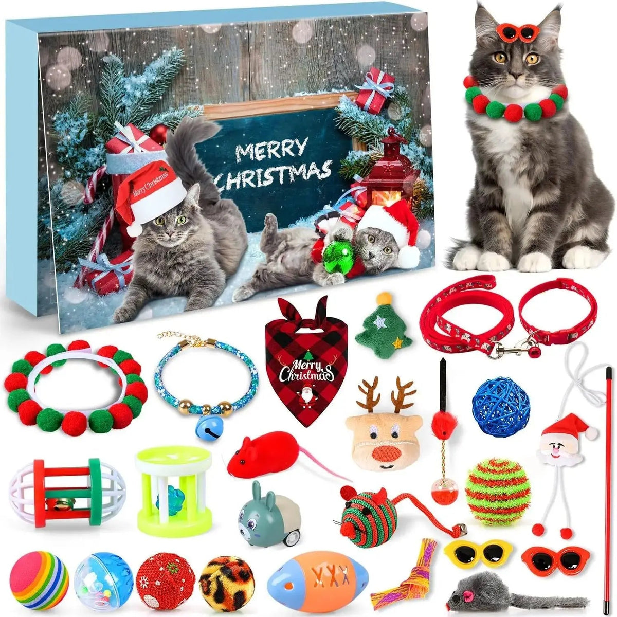Interactive Cat Advent Calendar with Toy Mice and Bell Balls – Cat Toys for Indoor Cats