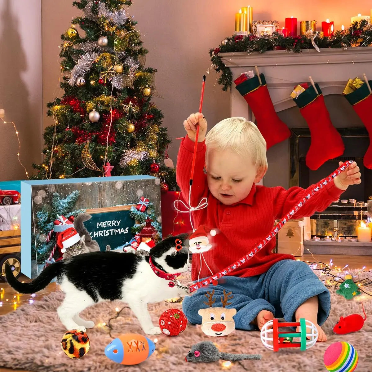 Interactive Cat Advent Calendar with Toy Mice and Bell Balls – Cat Toys for Indoor Cats