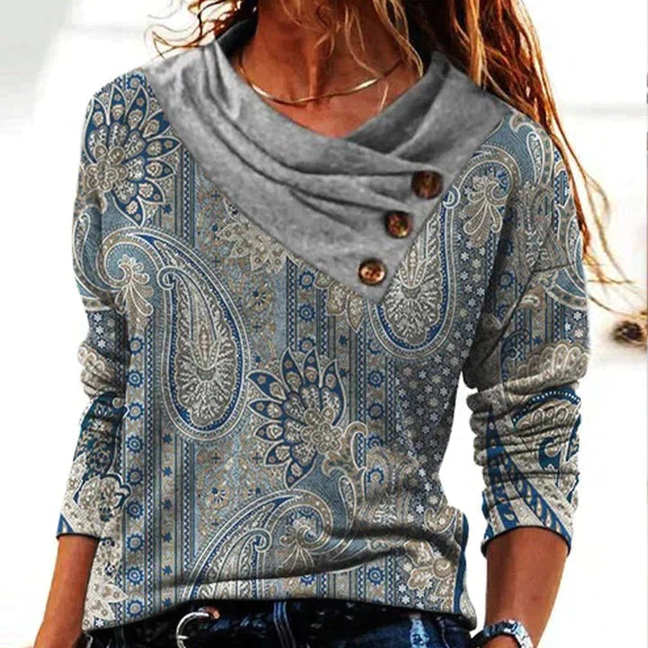 Image of Irene | Women's Long Sleeve Cowl Neck Printed Blouse