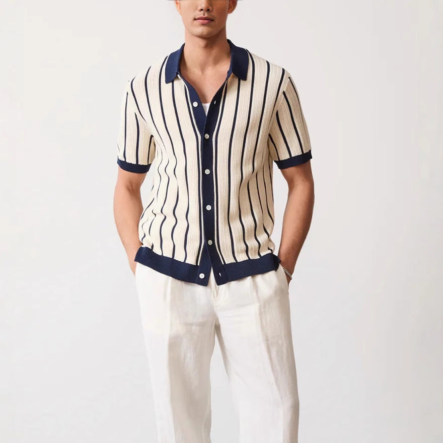 Image of Ivan | Men's Vertical Striped Polo Shirt