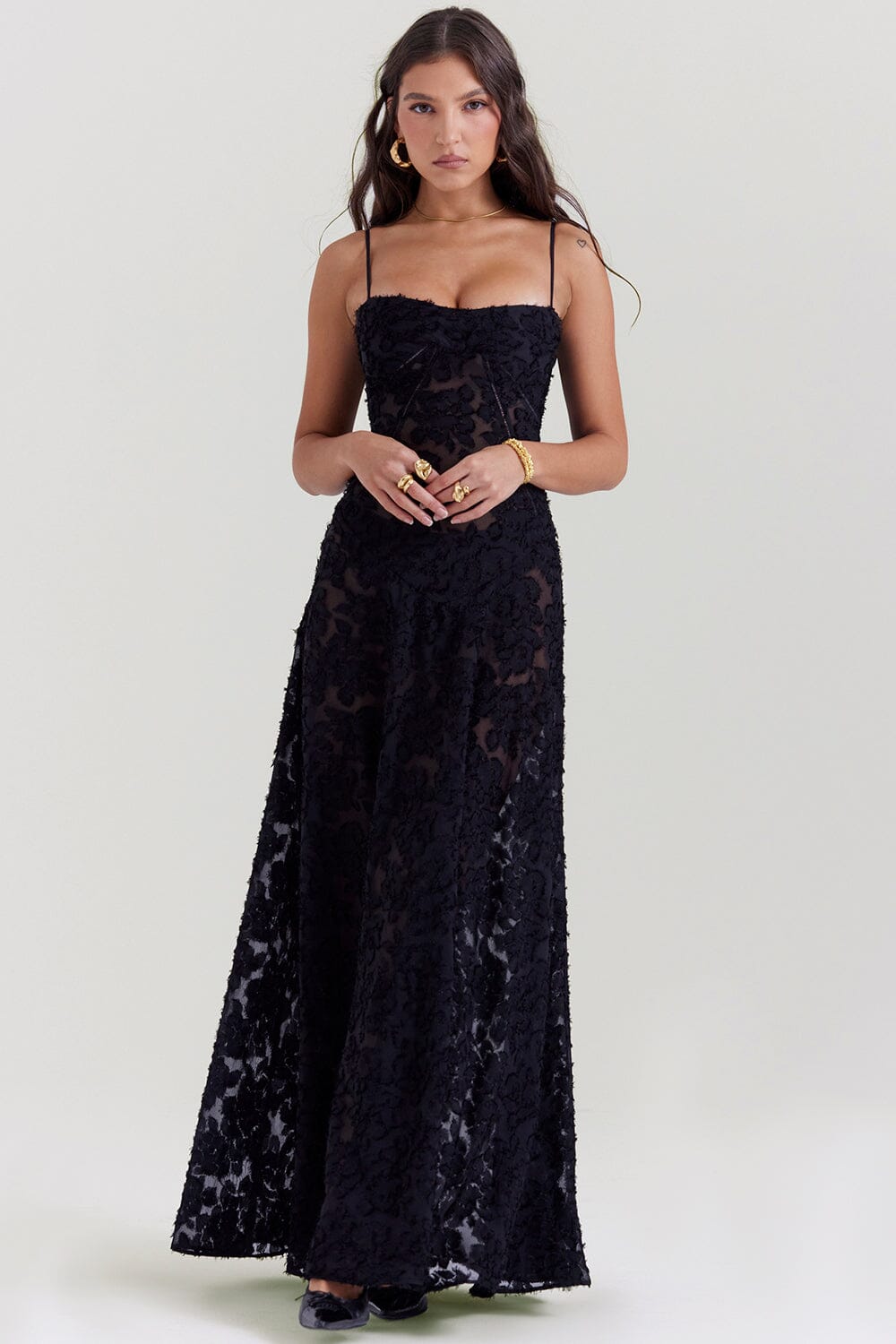 Image of Ivy | Women's Floral Spaghetti Strap Maxi Dress