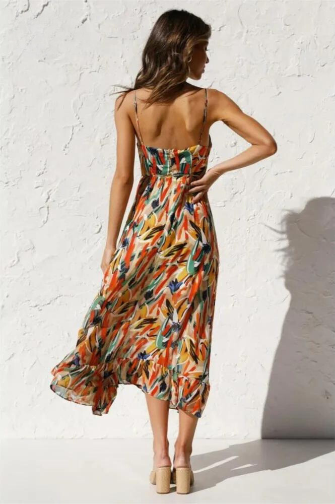 Image of Jamie | Women's V-Neck A-Line Midi Dress