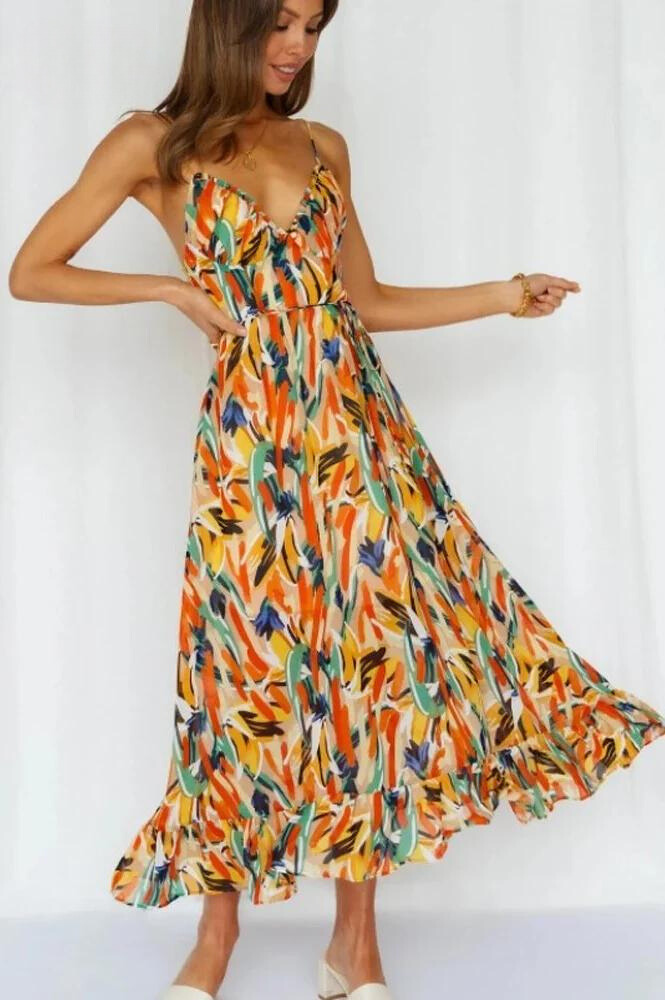 Image of Jamie | Women's V-Neck A-Line Midi Dress