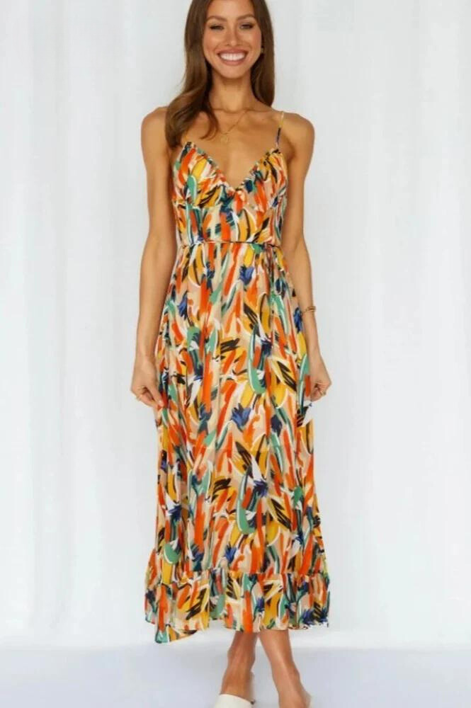 Image of Jamie | Women's V-Neck A-Line Midi Dress