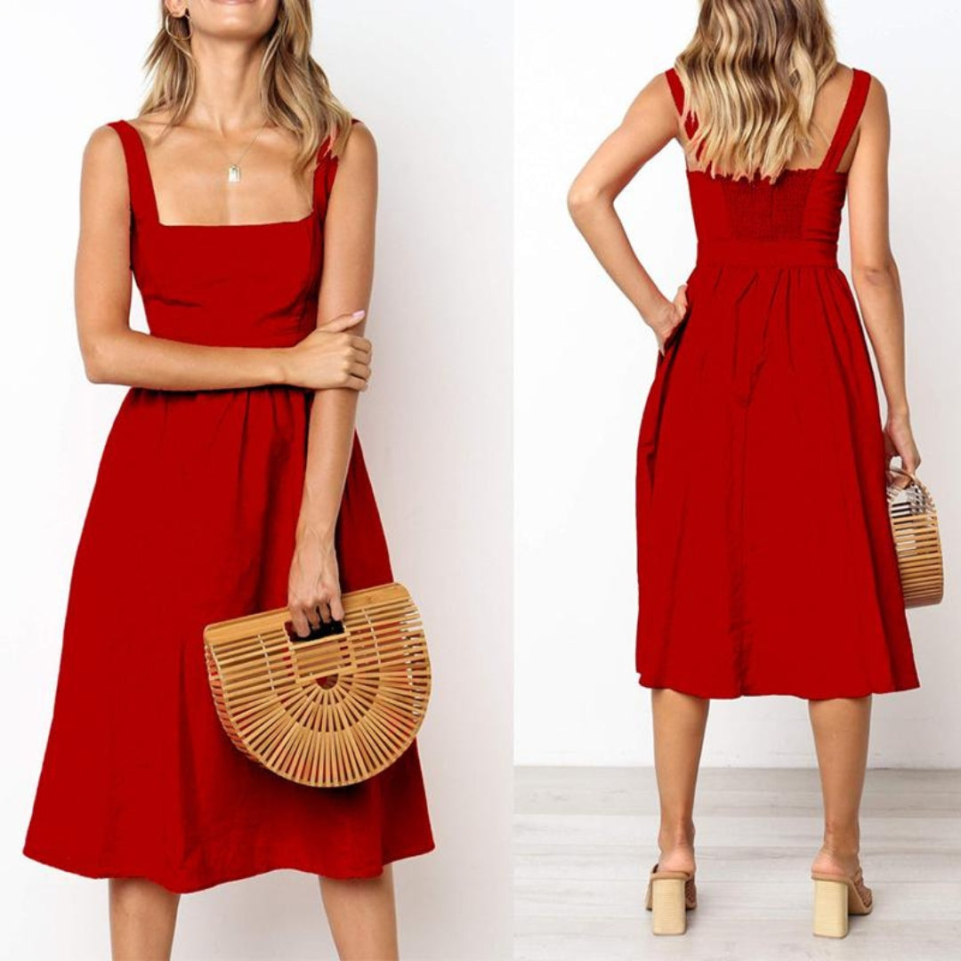 Image of Jane | Women's Sleeveless A-Line Midi Dress