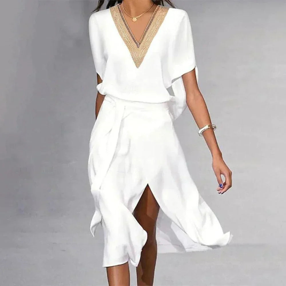 Image of Jane | Women's V-Neck Wrap Midi Dress
