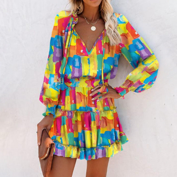 Image of Janet | Women's V-Neck Floral Mini Dress