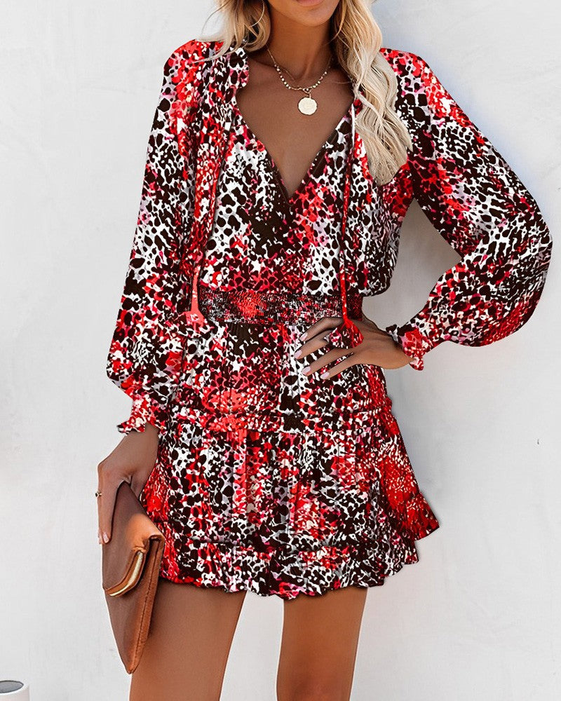 Image of Janet | Women's V-Neck Floral Mini Dress