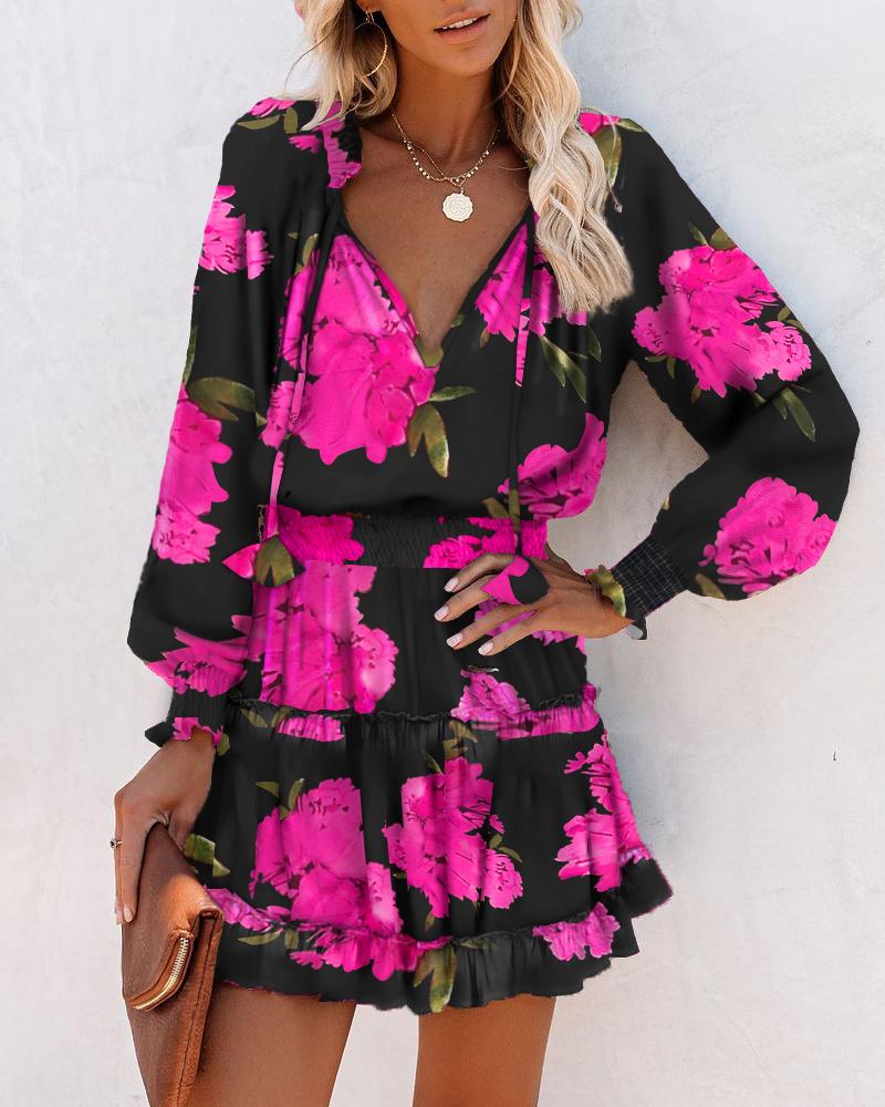 Image of Janet | Women's V-Neck Floral Mini Dress